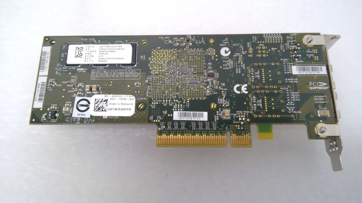 DELL Chelsio J6VY6 T520-CR 10GbE 2-Port PCIe Unified Wire Network Card 0J6VY6