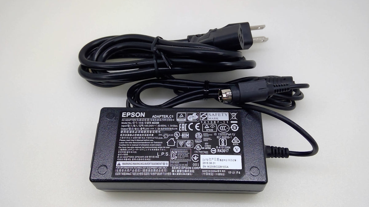 Genuine Epson C1 M235B 24V 1.5A 36W 3-Pin POS Receipt Printer Power Adapter