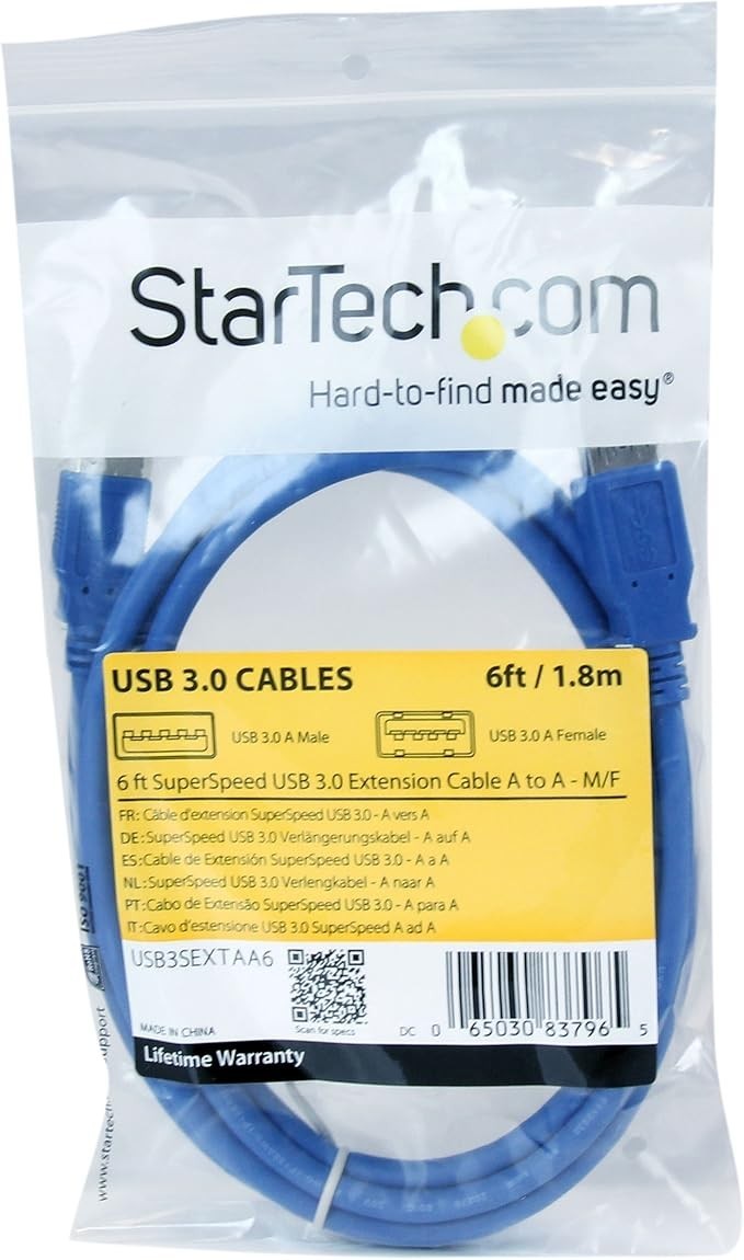 Lot of 8 Startech 6 ft USB 3.0 (5Gbps) Extension Cable A to A -M/F USB3SEXTAA