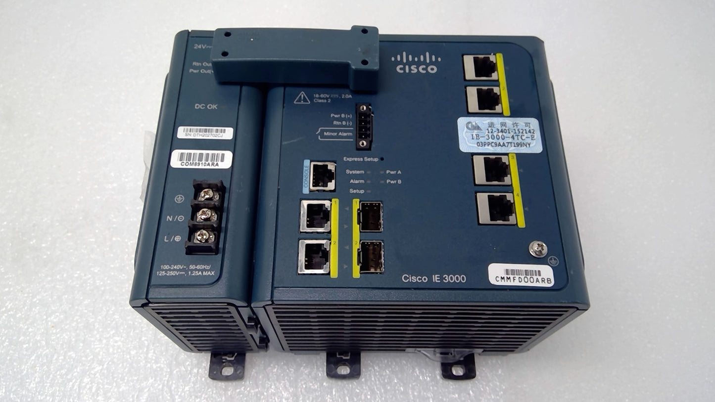 Cisco IE-3000-4TC-E Industrial Ethernet 3000 4-PORT Base Switch w/ PWR-IE3000 AC