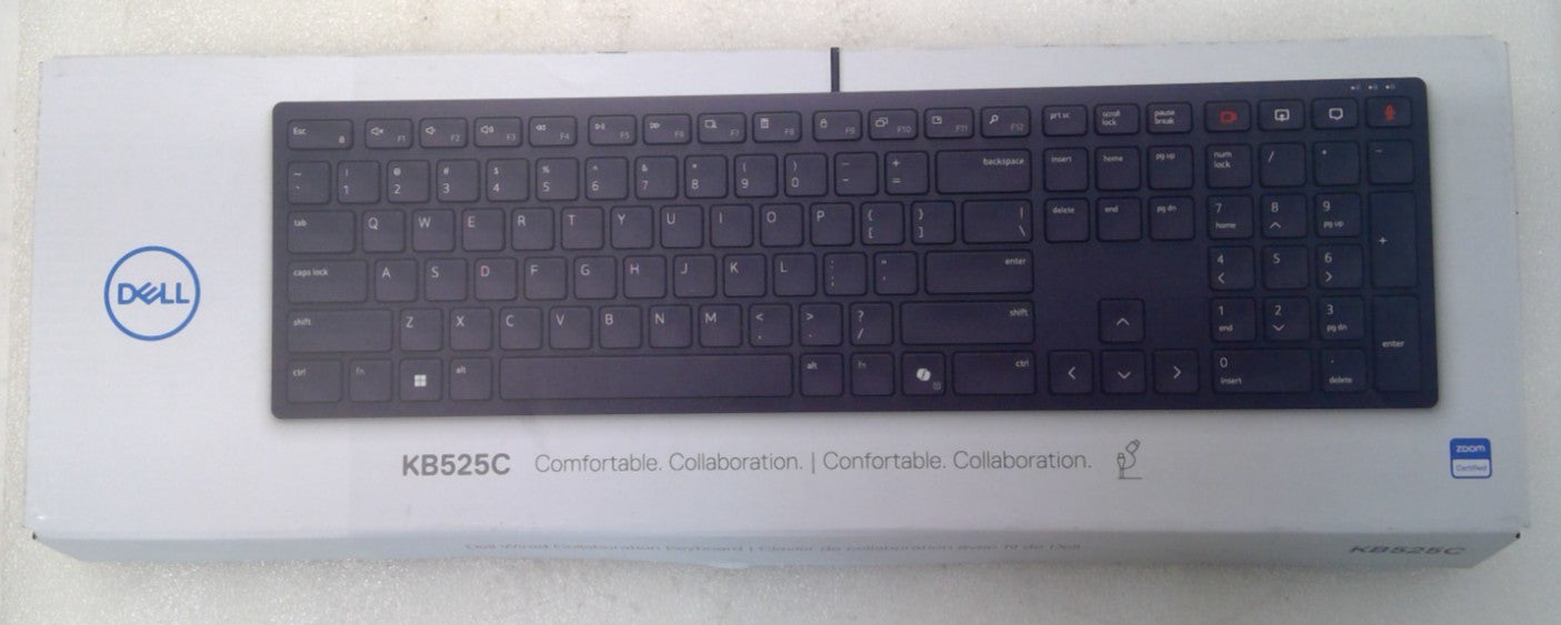 OPEN BOX Dell KB525C Wired Collaboration Keyboard USB C w/ USB A Adapter Black