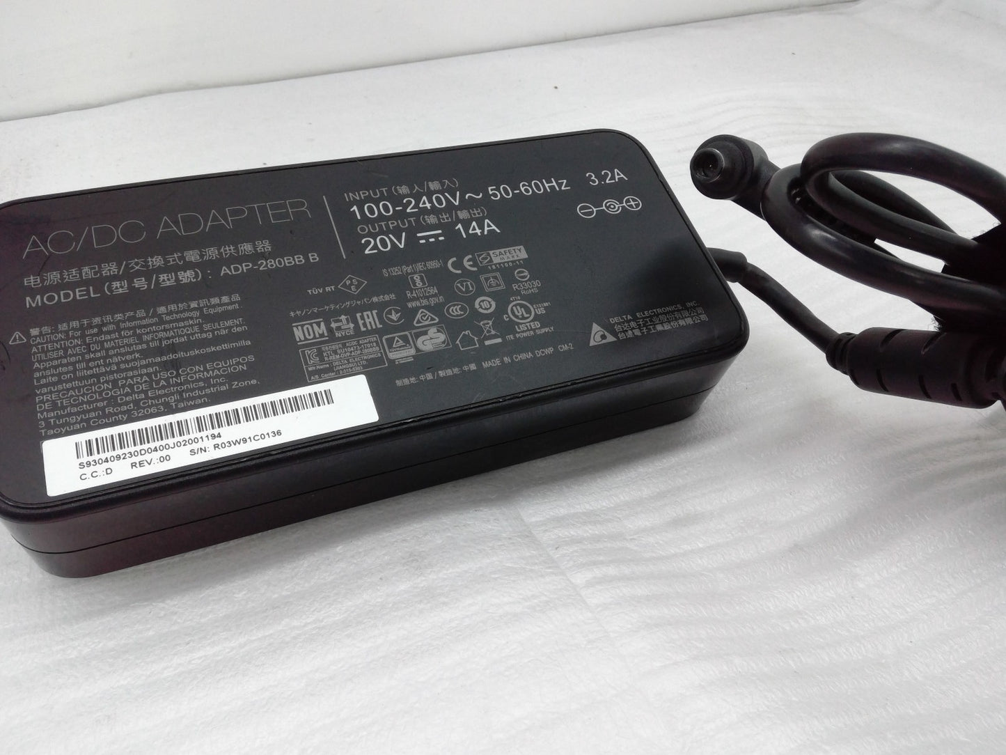 OEM ADP-280BB B 20V 14A 280W AC Adapter  MSI GE75 Raider GeForce RTX 2070 7.4mm