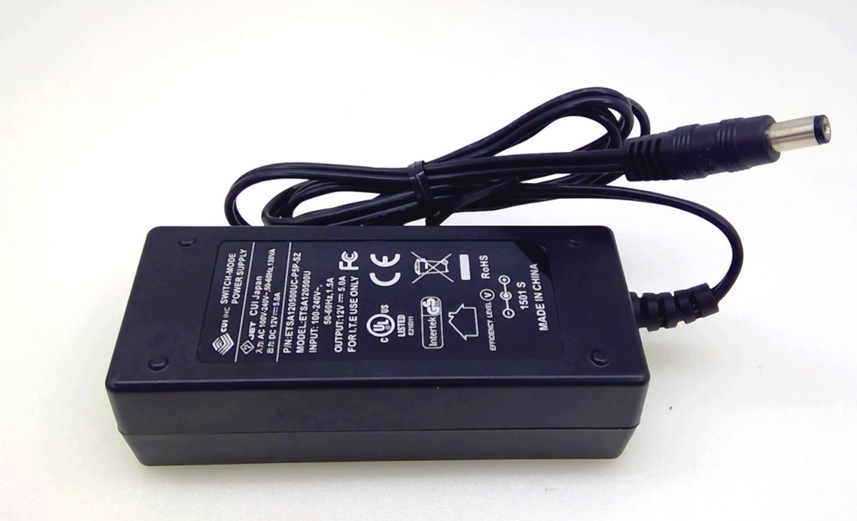Gwnuine CUI ETSA120500U 12V 5A 60W AC Adapter 5.5 x 2.1mm W/Power Cord Item Spec