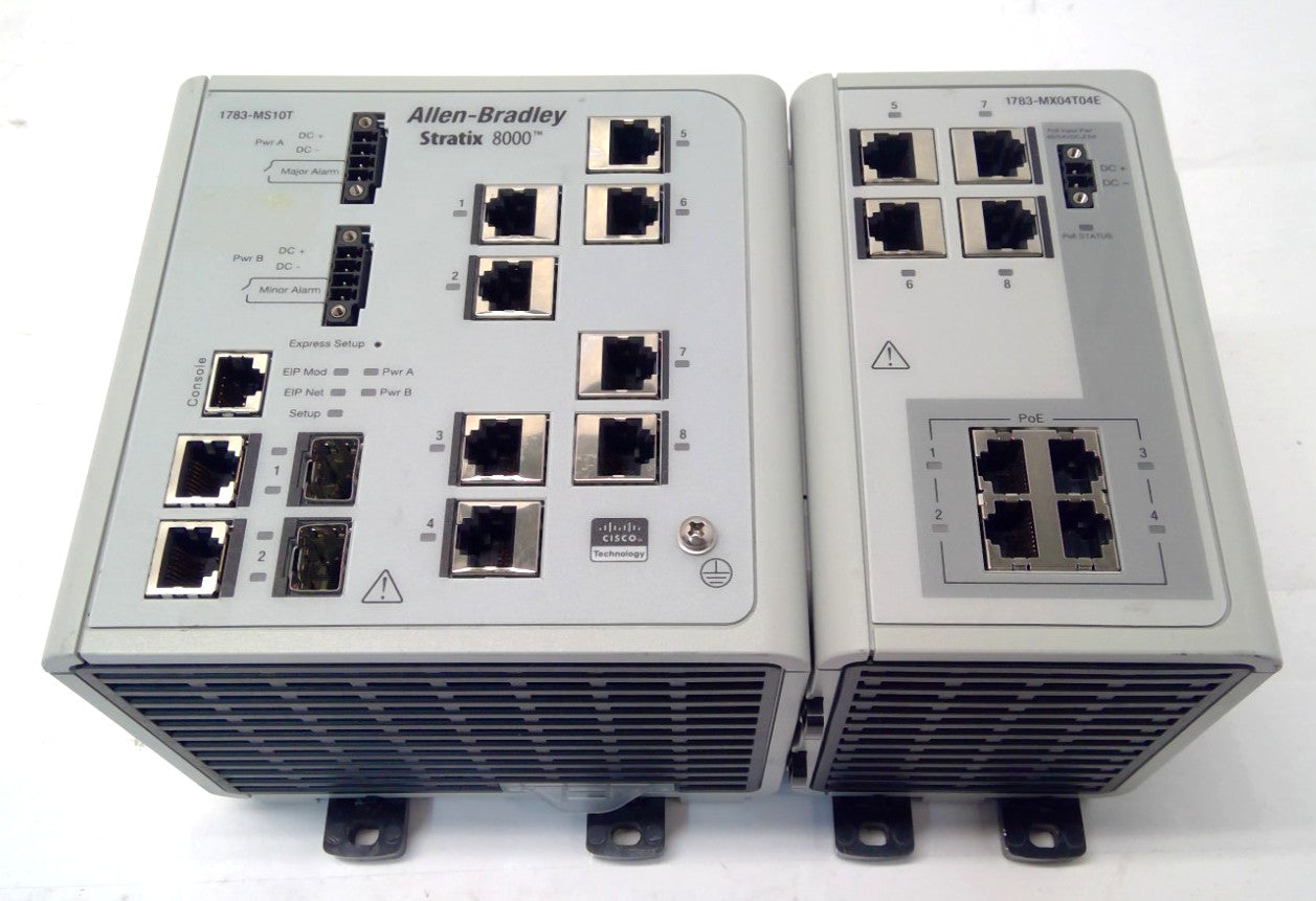 Allen Bradley 1783-MS10T Stratix 8000 Ethernet Managed Switch and 1783-MX04T04E