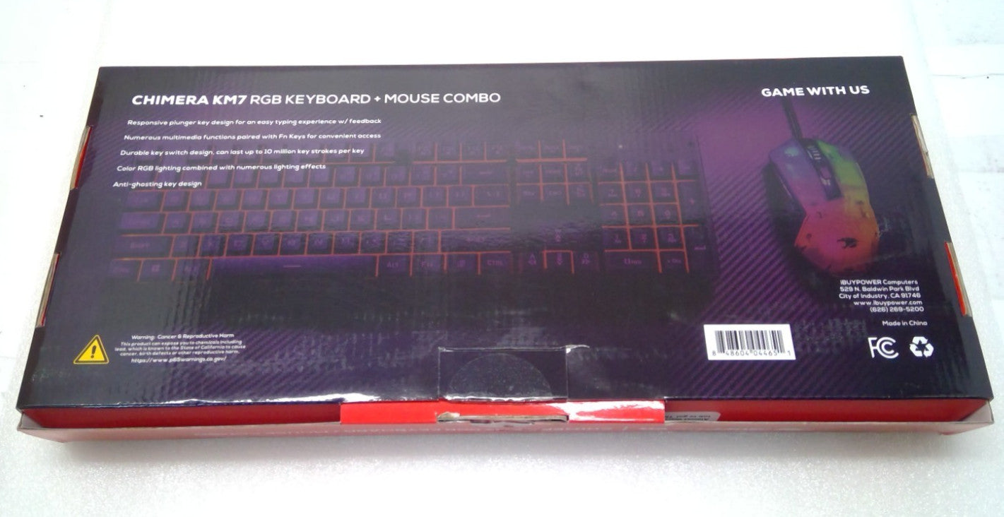OPEN BOX iBUYPOWER Chimera KM7 RGB Gaming Keyboard and Mouse Combo