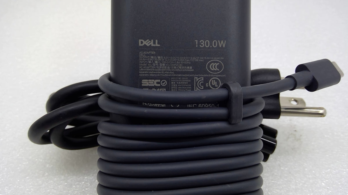 Genuine Dell 130W USB-C GaN Slim AC Adapter HA130PM230 0KC2N6 Gray OEM