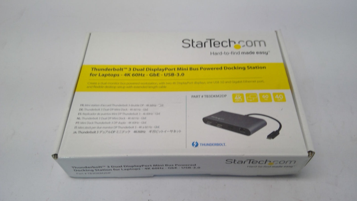 StarTech Thunderbolt 3 Dual DisplayPort Mini Docking Station TB3DKM2DP Open Box