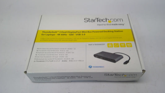 StarTech Thunderbolt 3 Dual DisplayPort Mini Docking Station TB3DKM2DP Open Box
