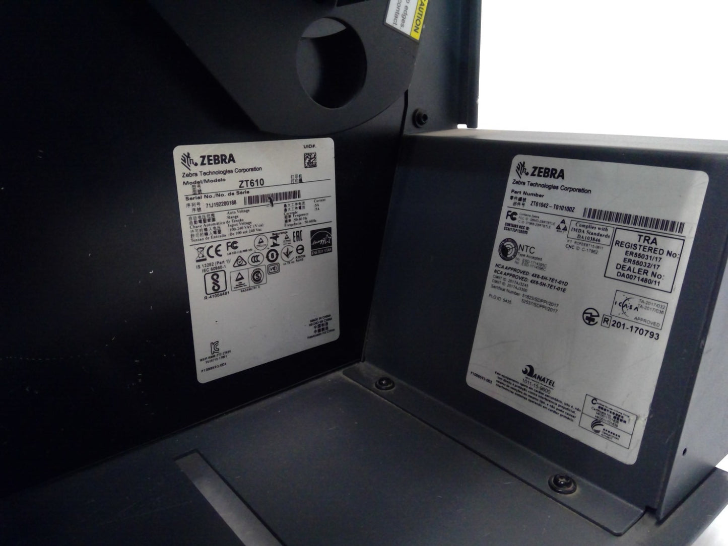 Zebra ZT610 Direct Thermal and Transfer Label Printer 203dpi ZT61042-T10100Z