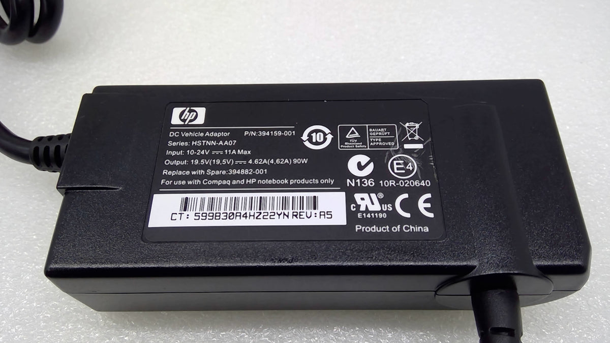Genuine HP HSTNN-AA07 394159-001 90W DC Vehicle Car Adapter 19.5V 4.62A