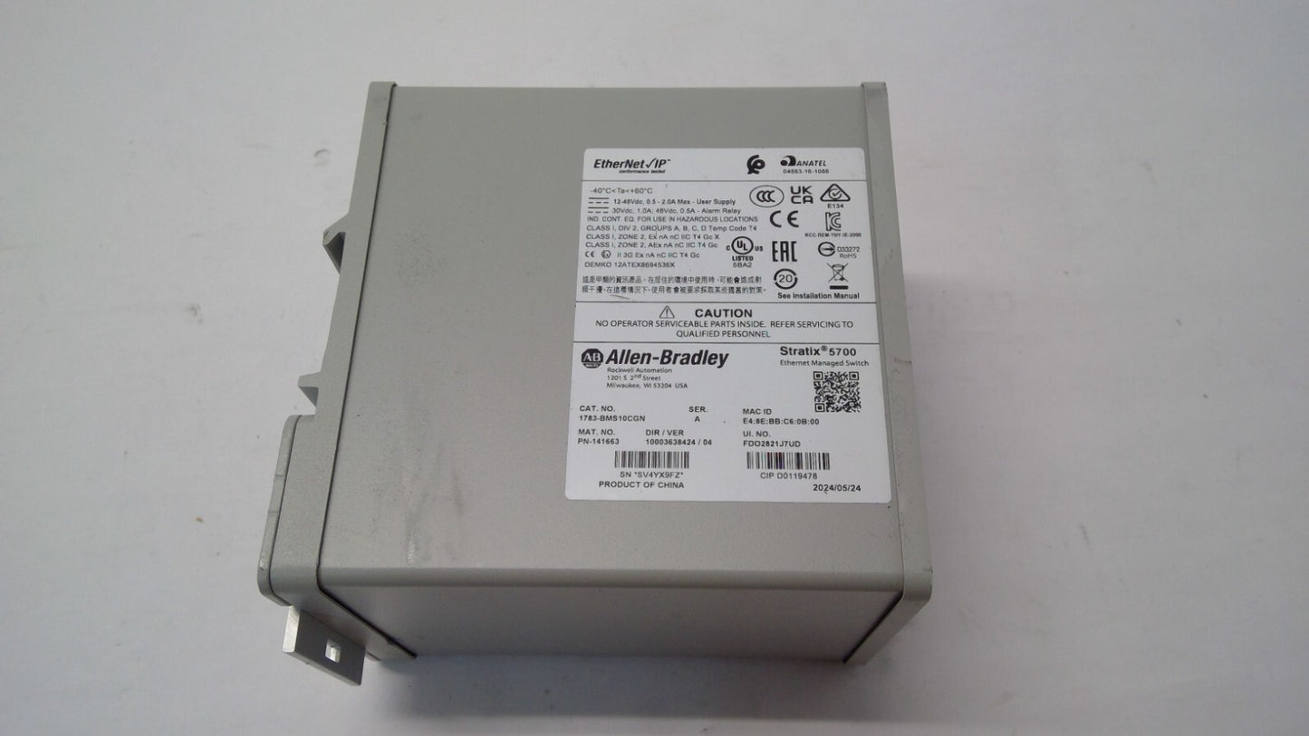 Rockwell 1783-BMS10CGN Stratix 5700 10 Port Managed Switch Allen-Bradley