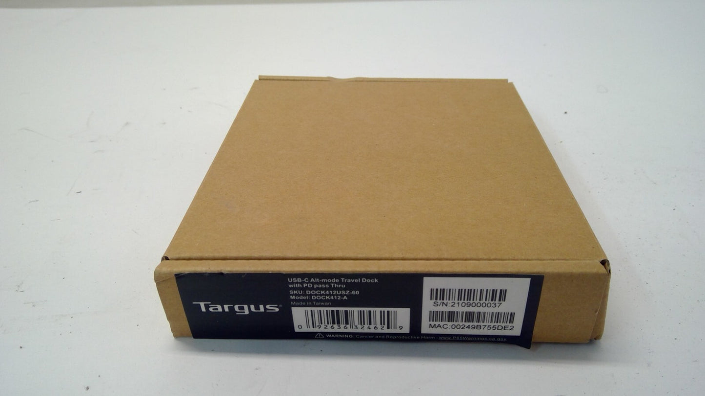 Targus USB-C Alt-Mode Travel Dock with PD Pass-Thru DOCK412-A, DOCK412USZ-60