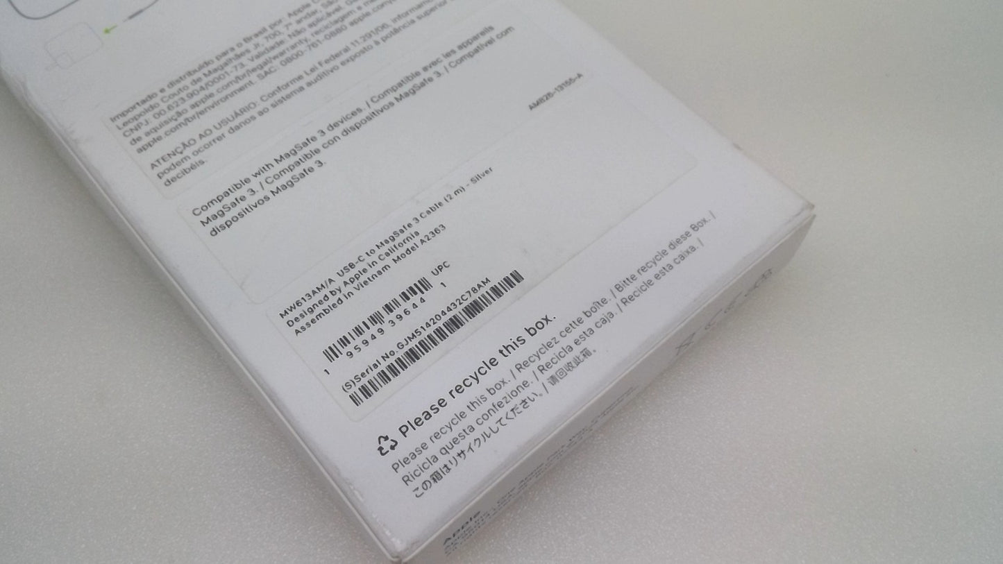 Genuine Apple USB-C to MagSafe 3 Cable 2m A2363 MacBook Pro Air Sealed Silver