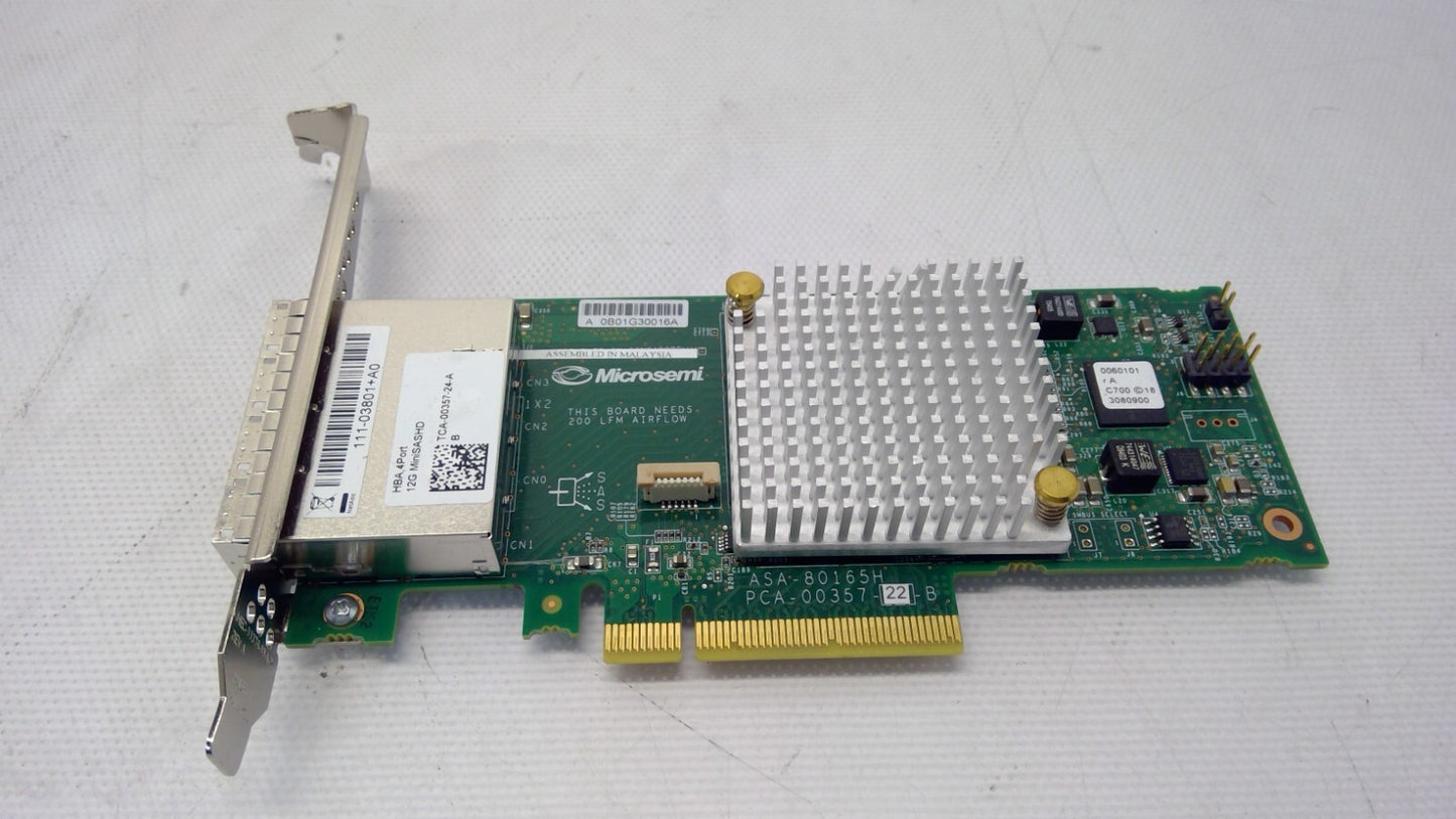 Microsemi 111-03801+A0 Quad-Port 12G Mini SAS HBA High Profile 0HHJD7 ASA-80165H