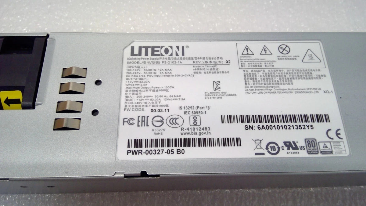 Arista PWR-1011-AC-RED 1000W AC 1U Power Supply PWR-00327-05 For 7280R3 7050X3