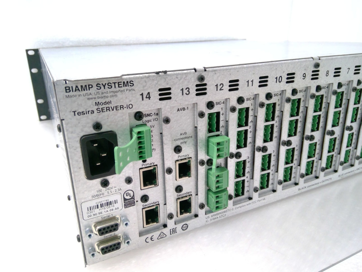 Biamp Systems Tesira SERVER-IO DSP Network Server w/ 12x SIC-4, 1x AVB-1/SNC-1a