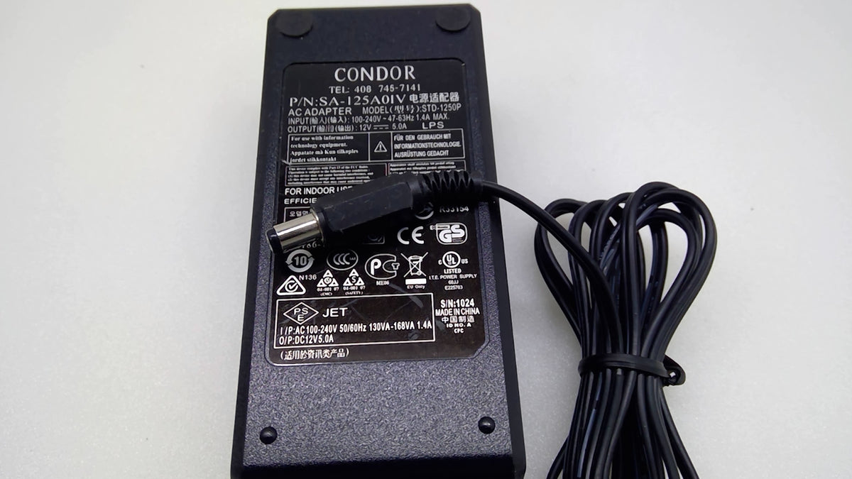 Genuine Condor AC Adapter STD-1250P SA-125A0IV 12V 5A 60W Power Supply Charger