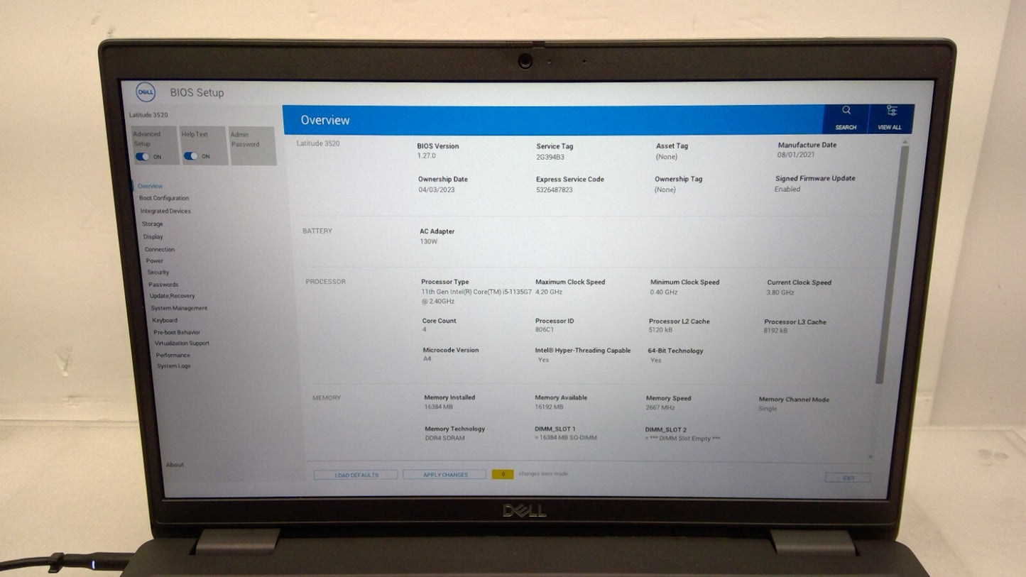 *Read* Dell Latitude 3520 15.6"LT i5-1135G7@2.4GHz 16G RAM No HDD/Battery/Cover