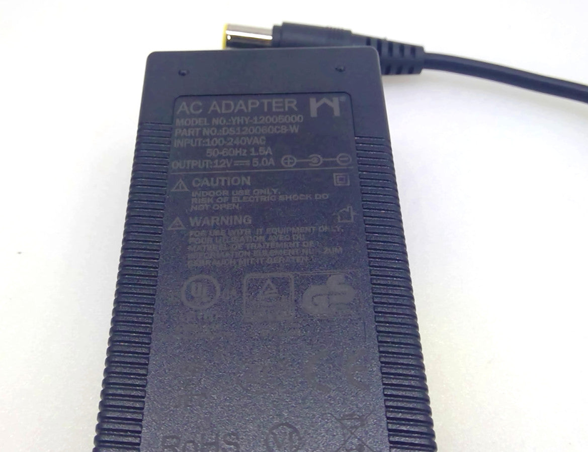 YHY YHY-12005000 12V 5A 60W AC/DC Power Adapter Yellow Tip w/ Center Pin