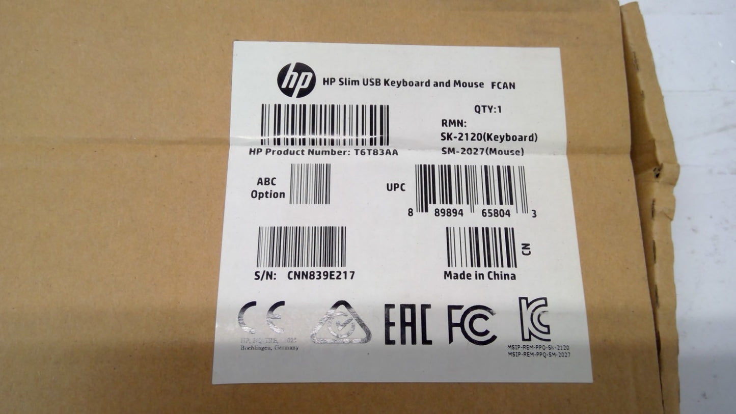 HP Slim USB Wired Keyboard & Mouse Combo – T6T83AA SK-2120/SM-2027