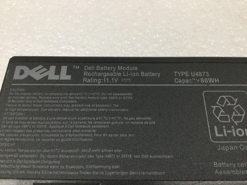 Dell Battery U4873 G5260 for Inspiron 6000 9200 9300 9400 E1705 M90 M6300 M170