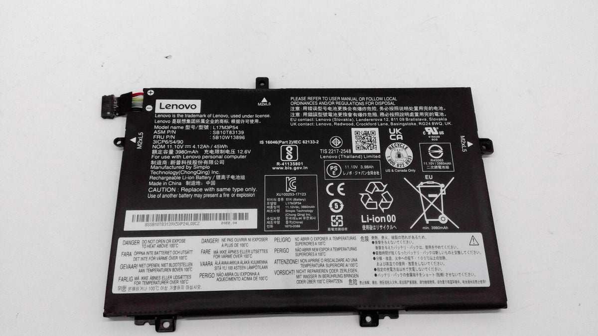 LENOVO THINKPAD L14 GEN 1 LAPTOP BATTERY 11.10V 3980mAh 45Wh L17M3P54