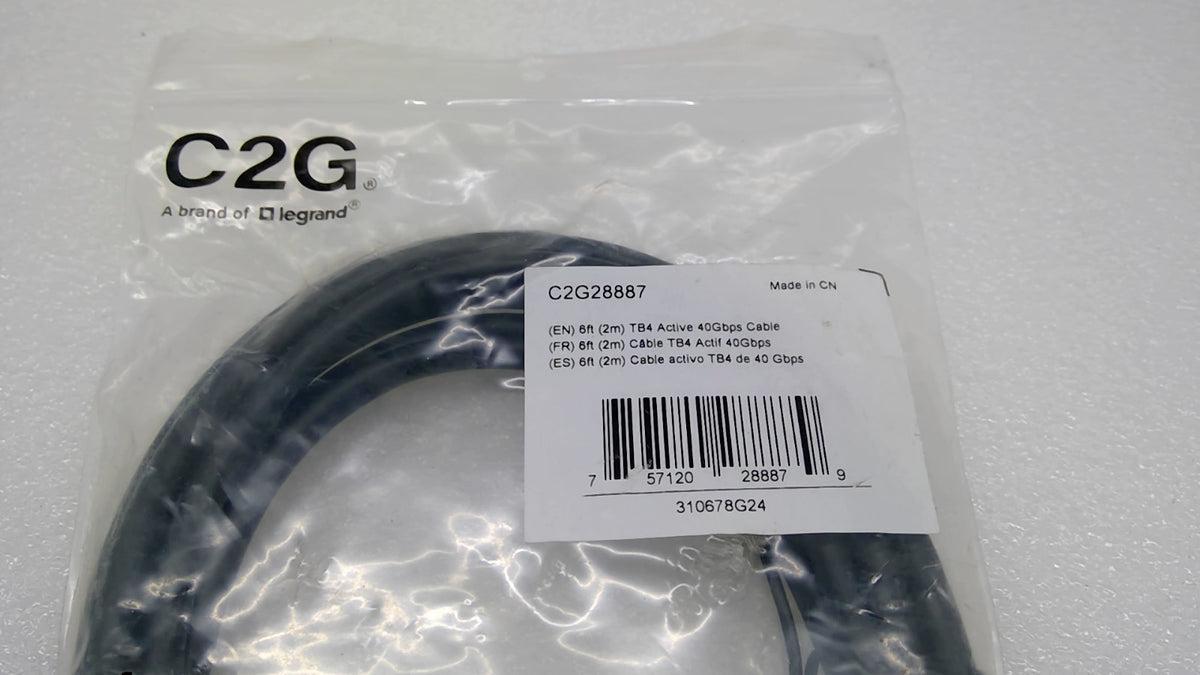 C2G 28887 Thunderbolt 4 Active USB-C Cable 40Gbps 100W 6FT Black