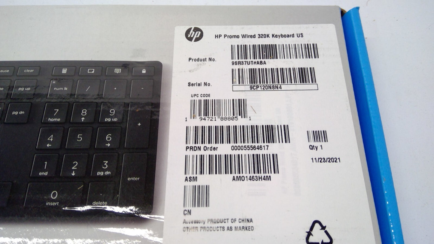 New HP 320K Desktop Wired USB Keyboard US - BLACK 9SR37AA#ABA 9SR37UT#ABA