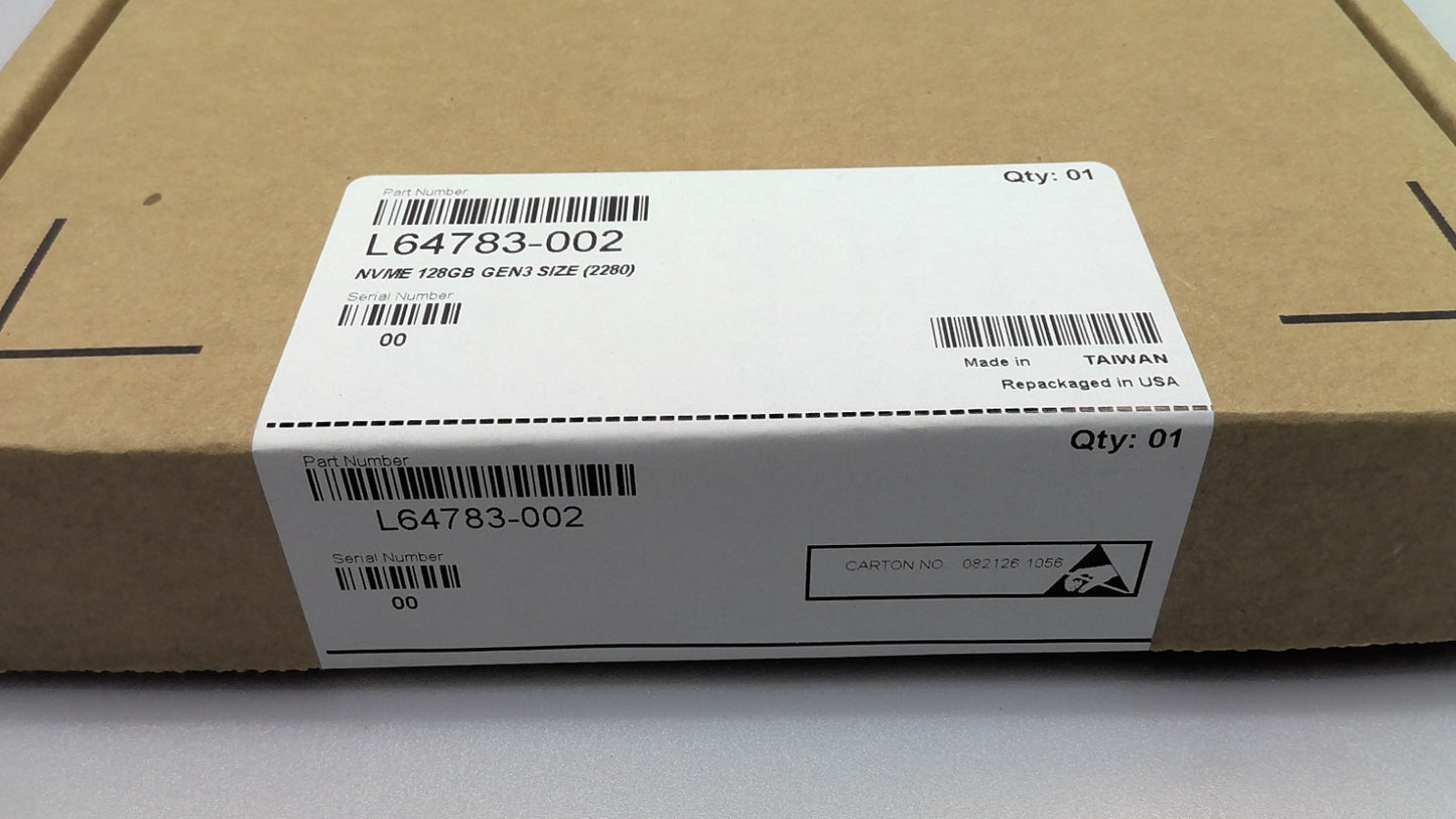 HP  L64783-002 128GB M.2 Gen3 2280 NVMe PCIe 3x4 CL1-8D128-HP Solid State Drive