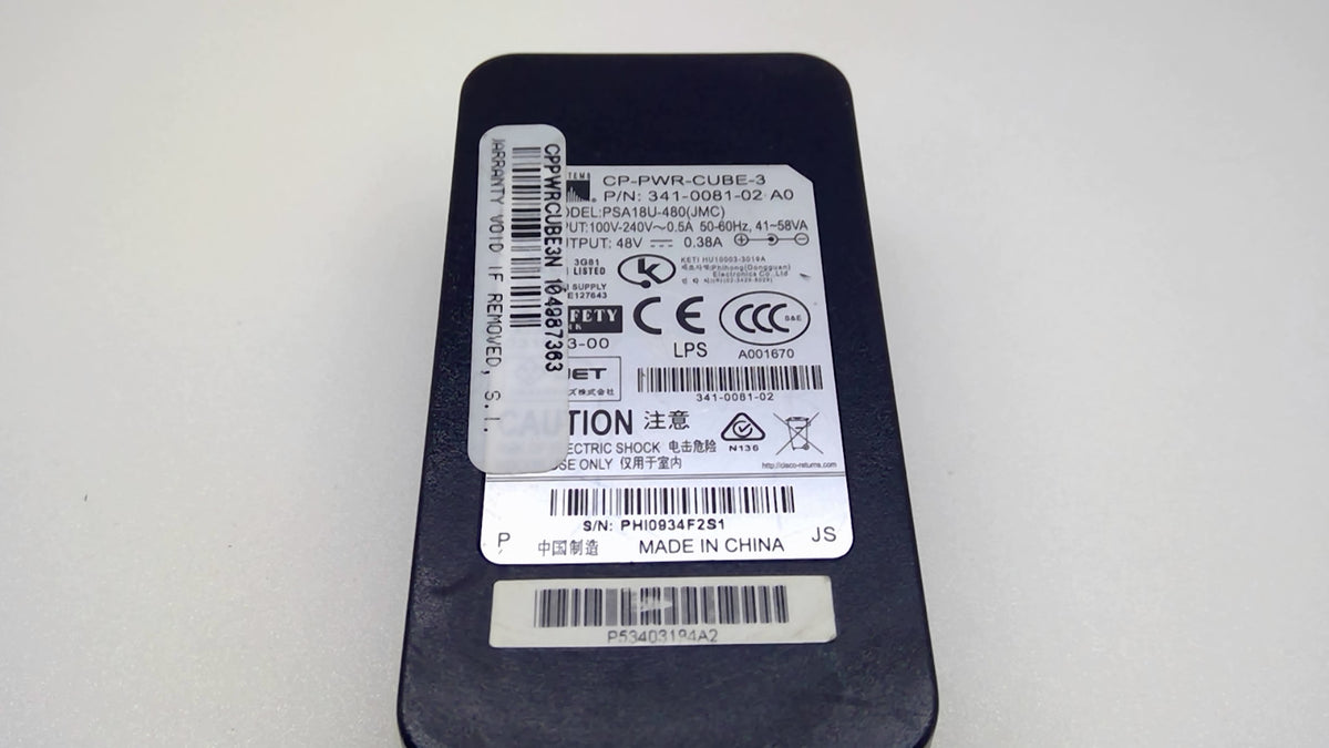 Genuine Cisco CP-PWR-CUBE-3 PSA18U-480 48V 0.38A Power Adapter 7900 IP Phones