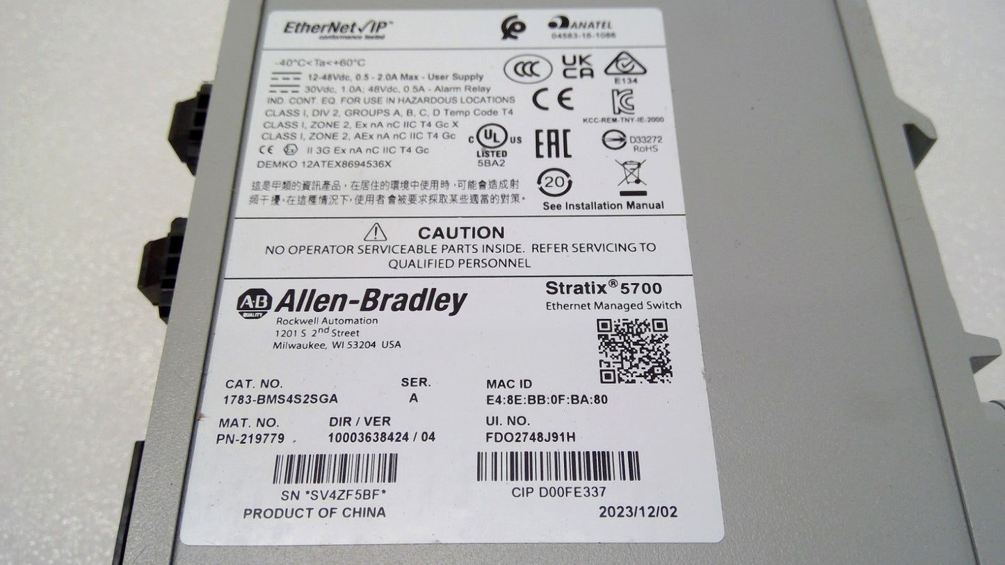 Allen-Bradley 1783-BMS4S2SGA  6-port Ethernet managed switch Stratix 5700
