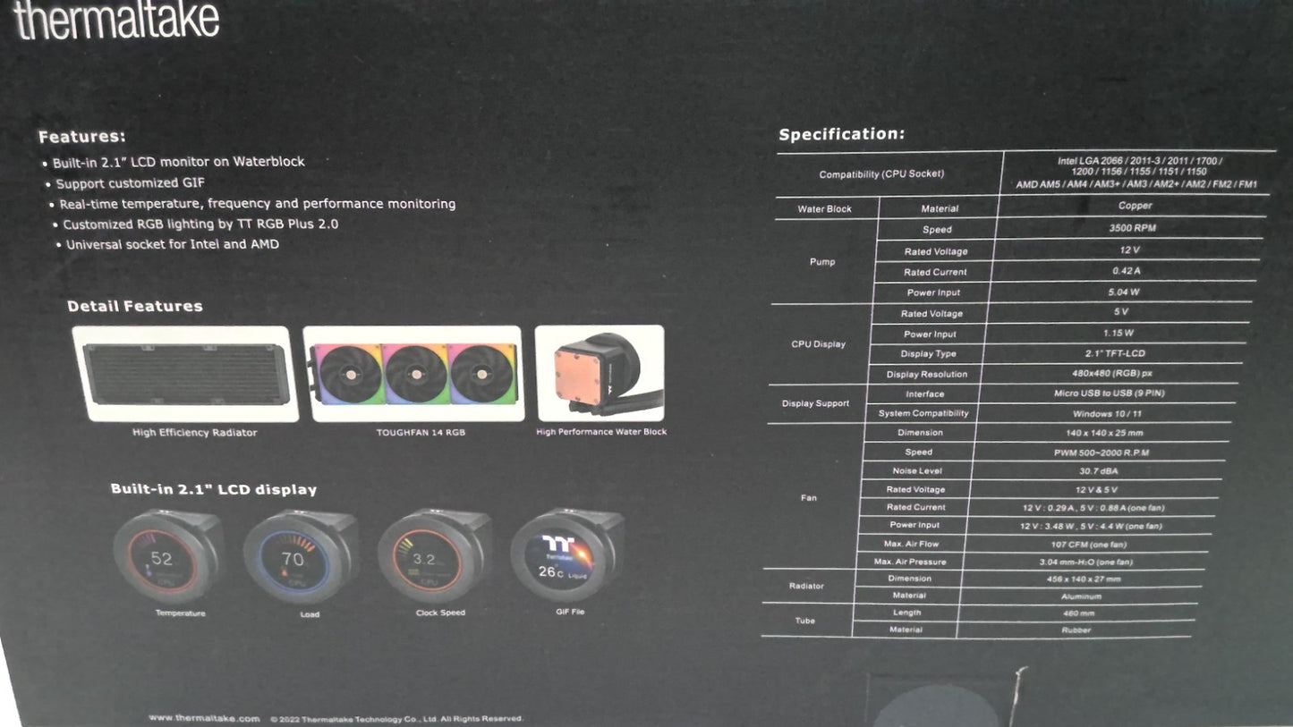 Thermaltake TOUGHLIQUID Ultra 420 RGB Processor liquid CL-W370-PL14SW-A Cooler
