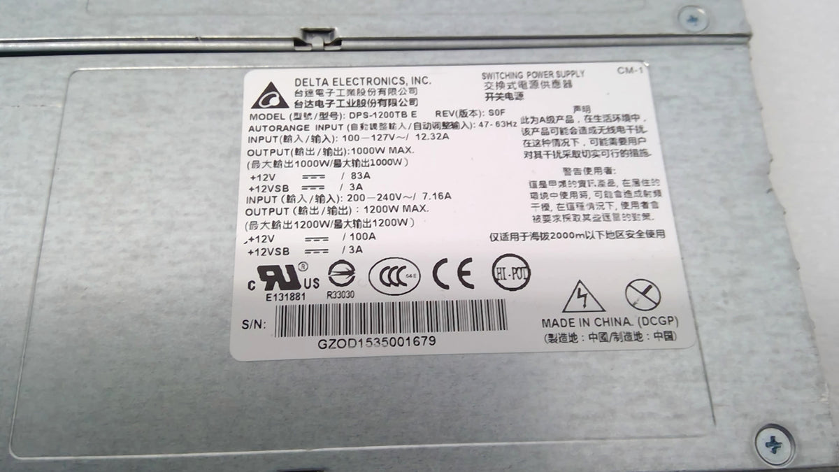Lot of 2 Delta DPS-1200TB E 1200W Server PSU Power Supply 12V 100A