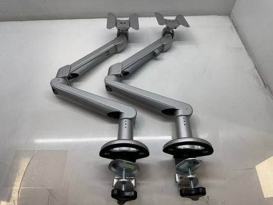 Monitor Desk Mount Stand Arm Screens 2pcs (No Screw) up to 34" -Silver