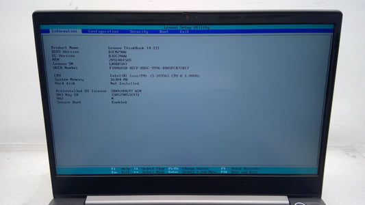 Lenovo ThinkBook 14-IIL 14" Laptop i5-1035G1@1.0GHz 16GB RAM (No HDD/Back Cover)