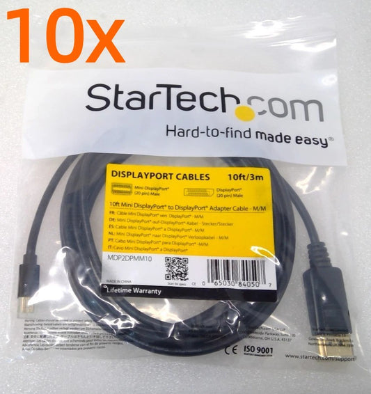 LOT OF 10 NEW Startech 10 ft Mini DisplayPort to DisplayPort Adapter Cable -M/M