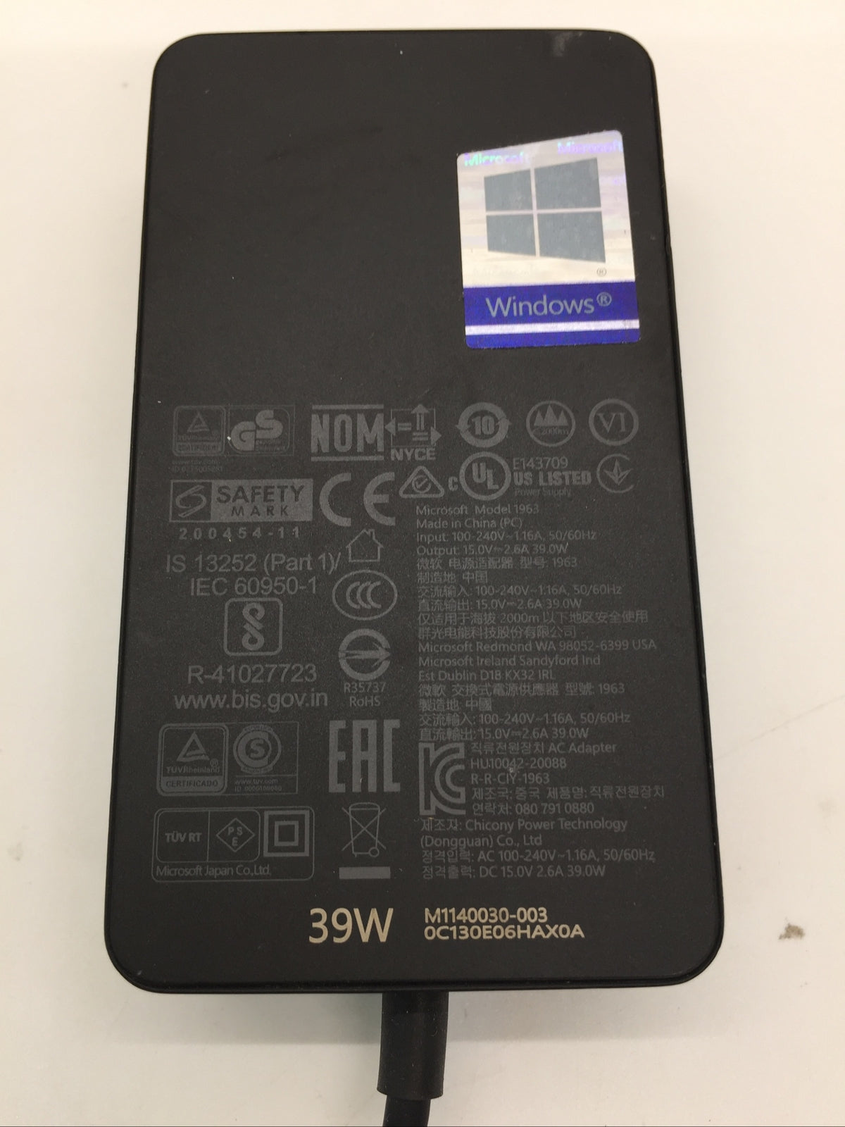 Genuine Microsoft Surface Power Adapter 1963 39W Charger for Surface Laptop Go