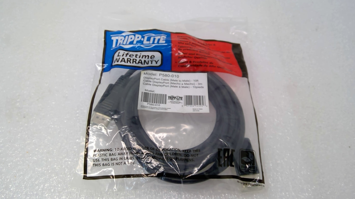 Lot of 7 Tripp Lite P580-010 DP Cable 10ft M/M 4K NEW Bag