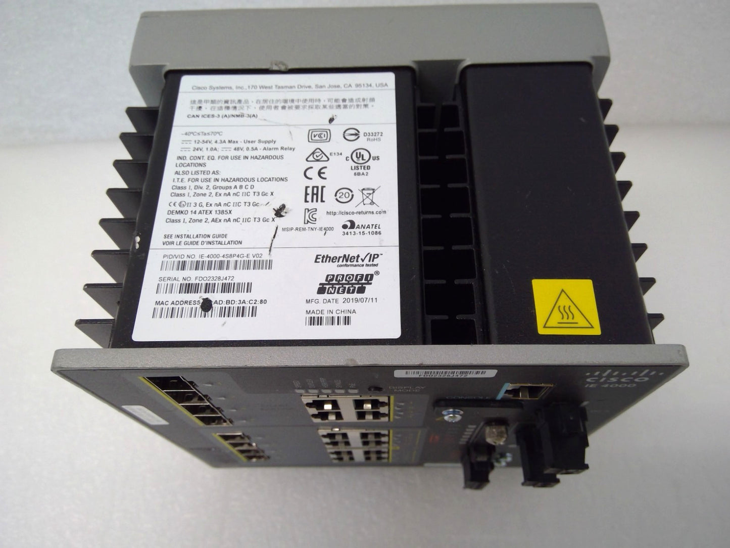 Cisco IE-4000-4S8P4G-E Rugged Industrial Managed Switch 16-Port 8-PoE+