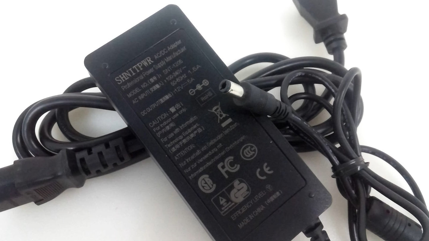 SHNITPWR 12V 5A 60W Power Supply AC Adapter Charger SNT-1205 Tip 5.5*2.5mm