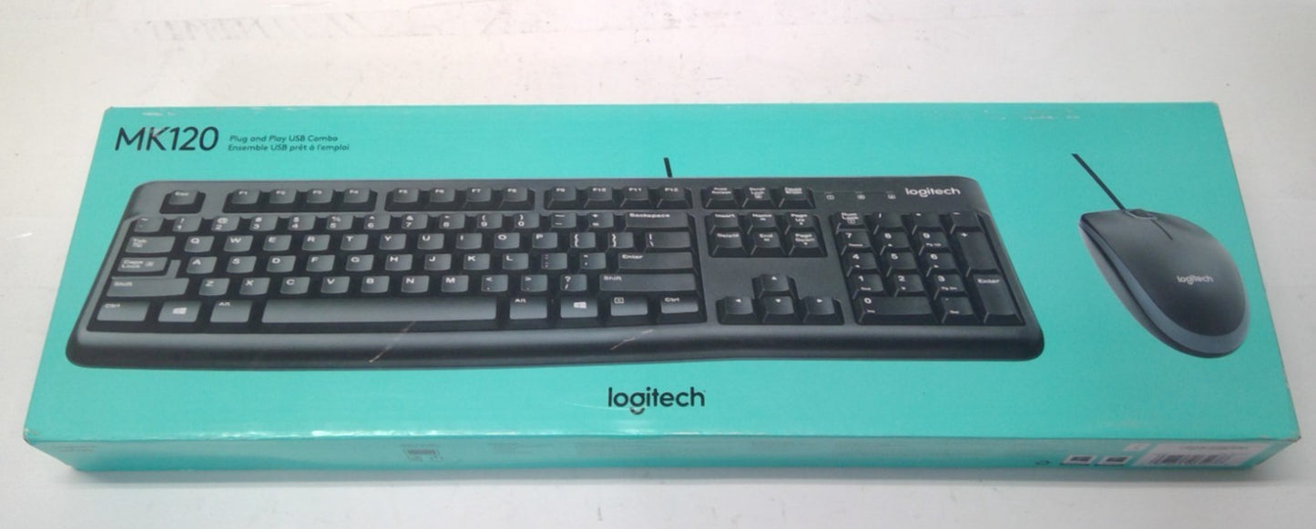 Logitech MK120 Wired USB Keyboard Mouse Desktop Combo 920-002565