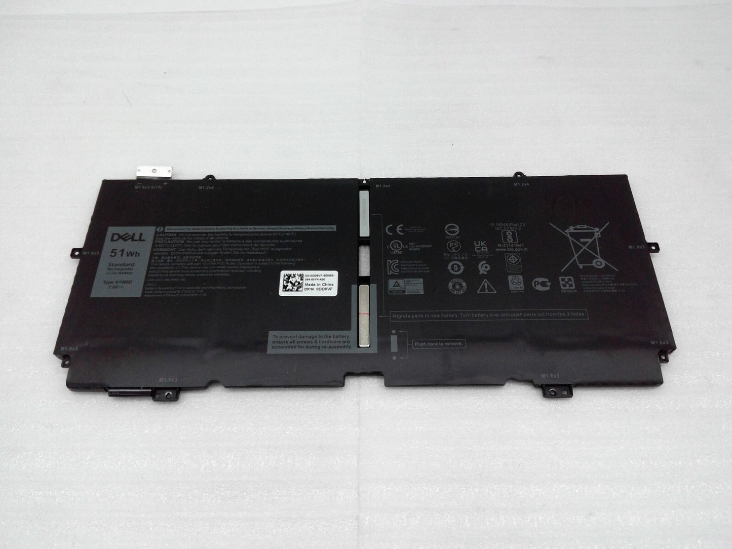OEM DELL  X1W0D/52TWH 51Wh 7.6V Replacement Battery For Xps 13 9310 2-in-1