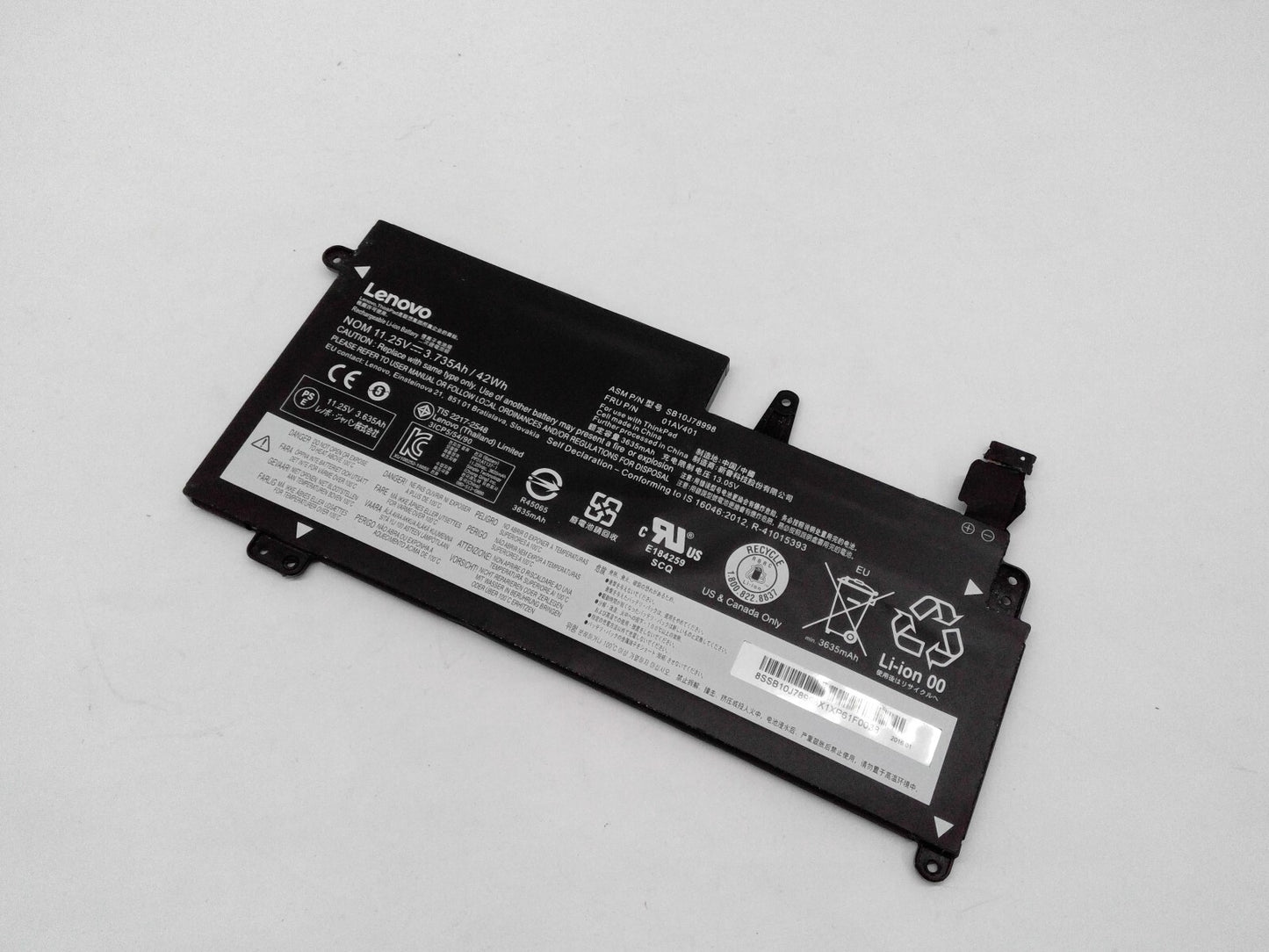 Genuine Lenovo Thinkpad 13 Battery 3735mAh 11.25V 42Wh 01AV401 SB10J78998