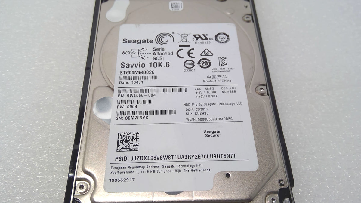 Seagate ST600MM0026 9WL066-004 FW:0004 600GB 2.5" SAS Hard Drive w/Caddy