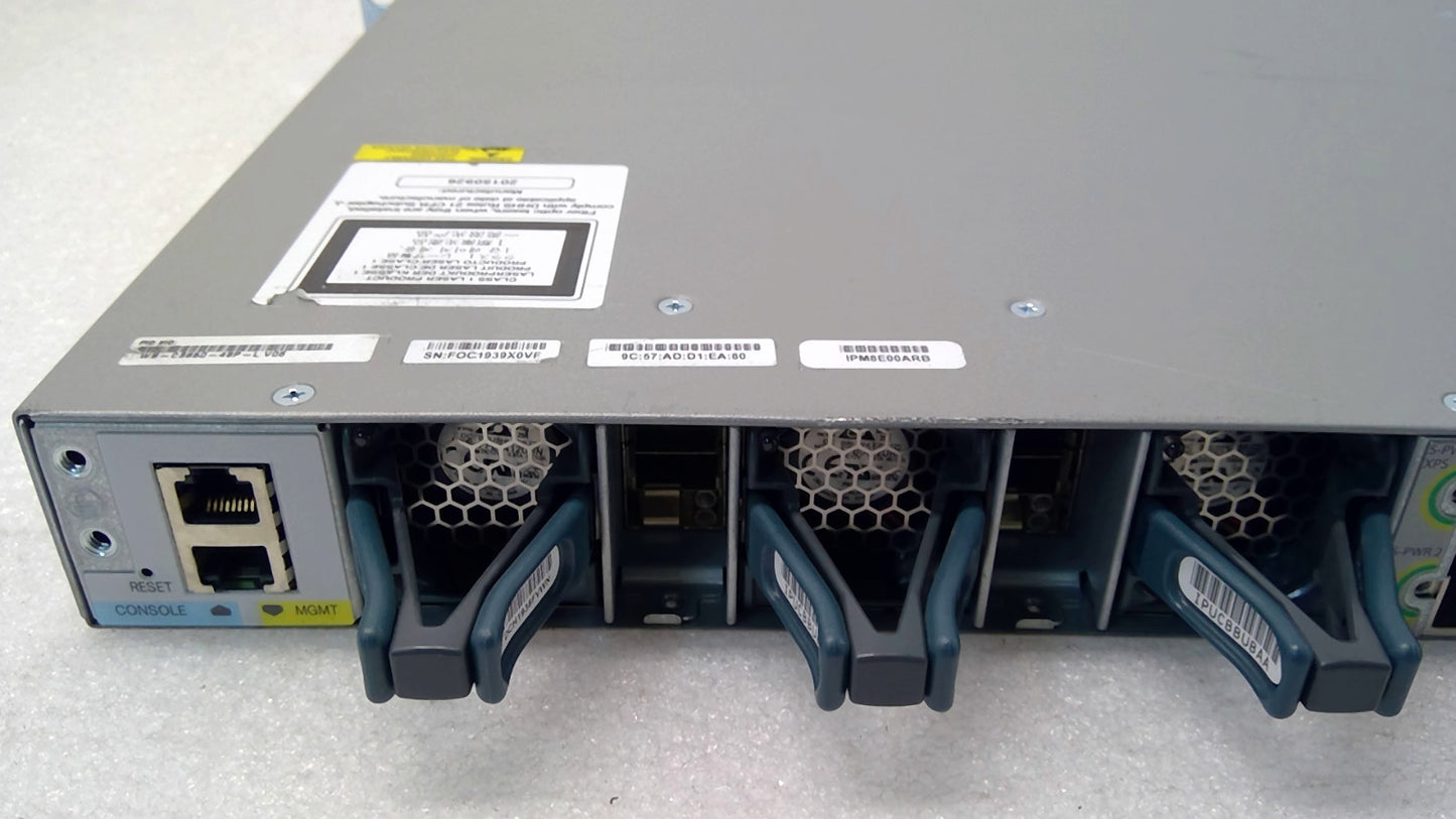 Cisco Catalyst WS-C3850-48P 48Port PoE+ Switch w/ C3850-NM-4-1G Network Module