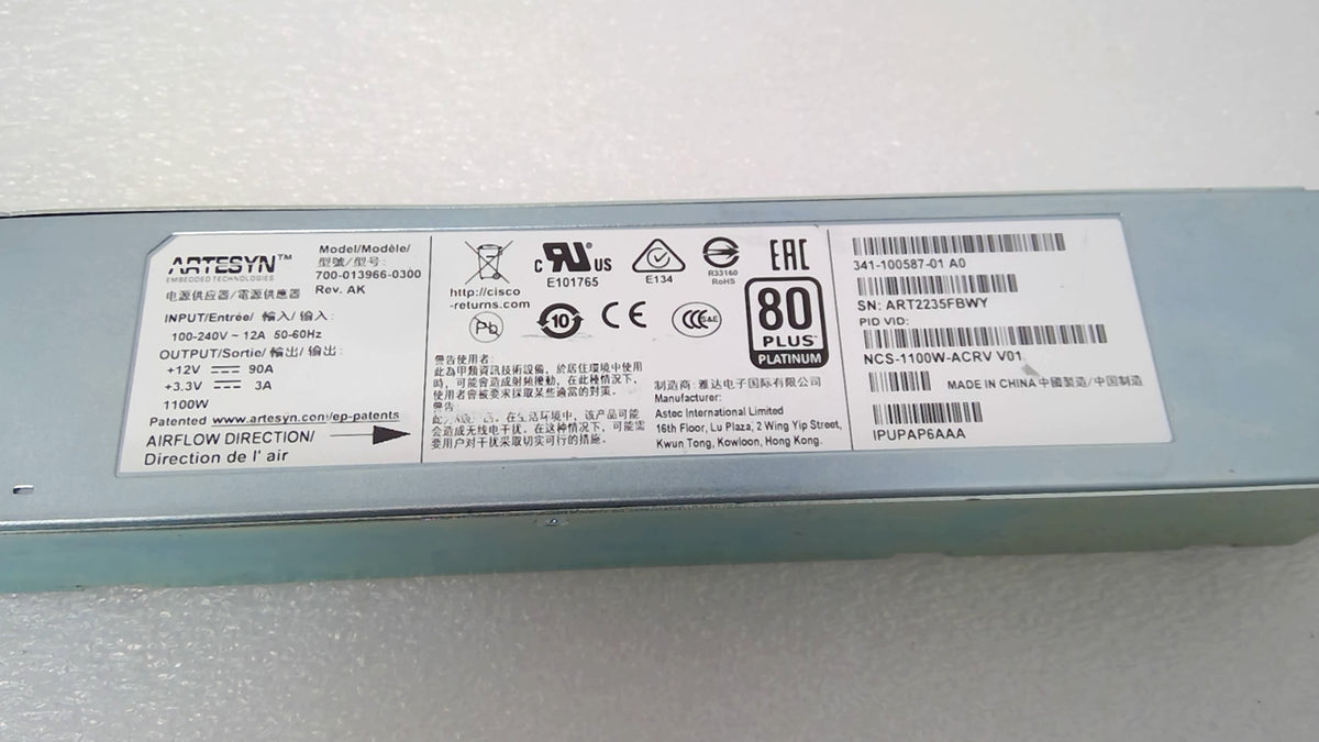 Cisco NCS-1100W-ACRV 1100W AC Power Supply NCS 5500 Router PSU Back-to-Front
