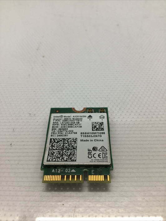 INTEL AX201NGW DUAL BAND BT Wi-Fi 6 M.2 BLUETOOTH 5.2 NETWORK NIC Wireless CARD