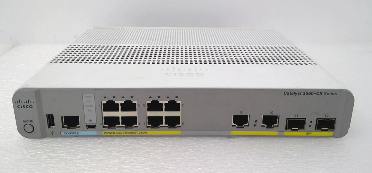Cisco WS-C3560CX-8PC-S 8-Port Gigabit PoE+ Fanless Compact Switch