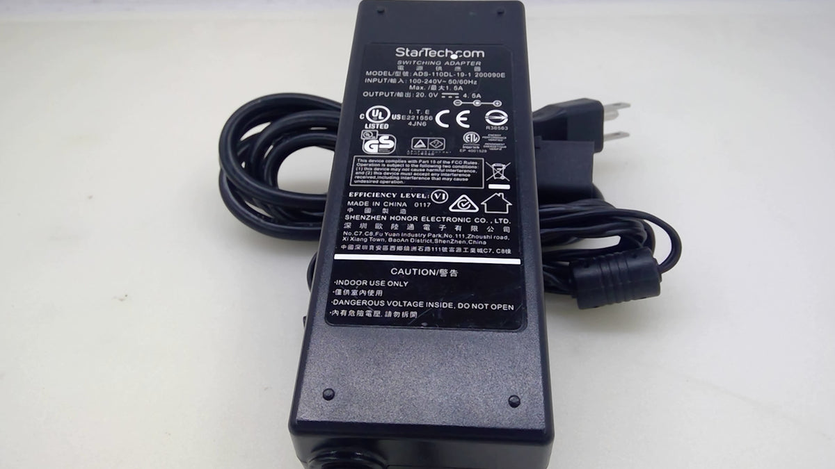 StarTech.com 20V 4.5A 90W AC/DC Power Adapter 200090E Switching Power Supply