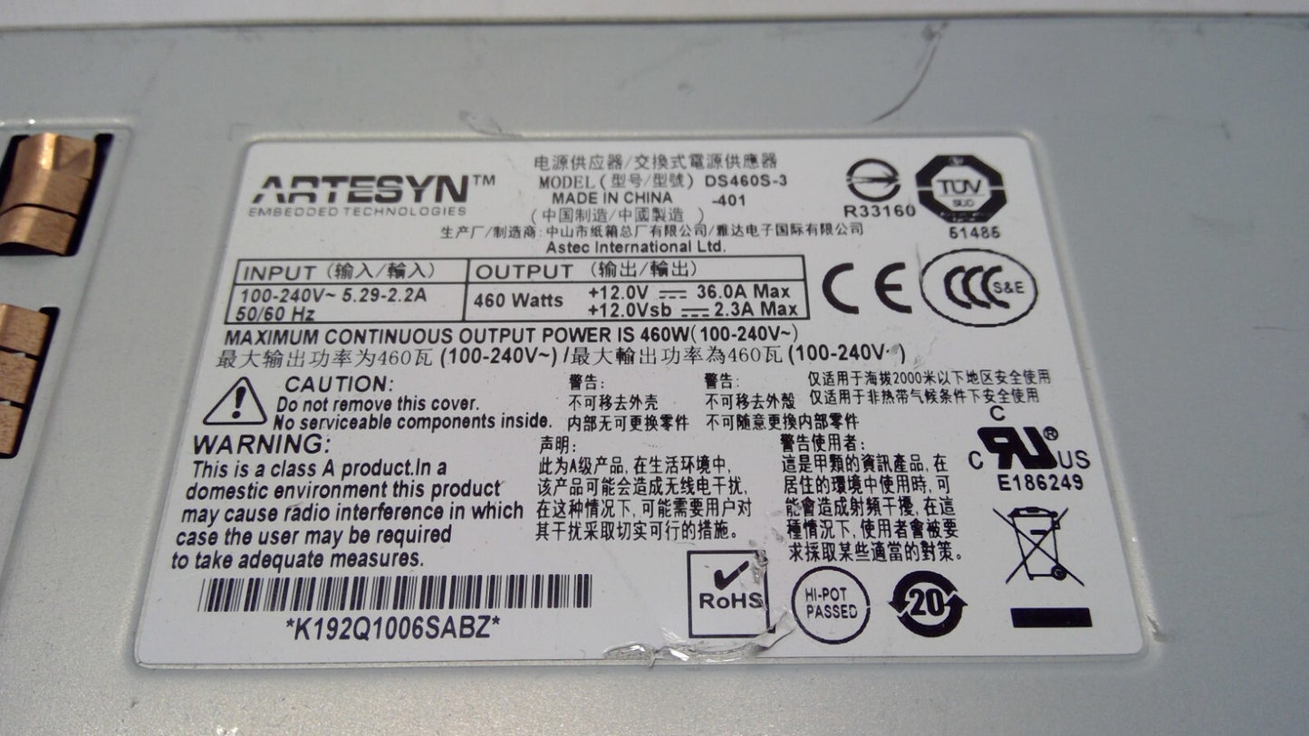 Arista Emerson DS460S-3-401 460W POWER SUPPLY PWR-460AC-F RED
